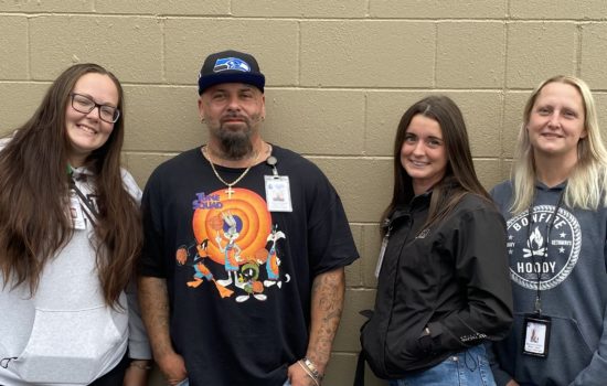 From Left: Care Manager Amanda Rodrigues, Peer Recovery Coach Jeremy Whitlock, Lead Recovery Coach Lindsay Devitt, Program Manager Michelle Vargo