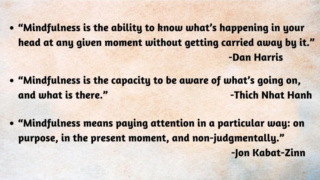 Quotes from three mindfulness experts